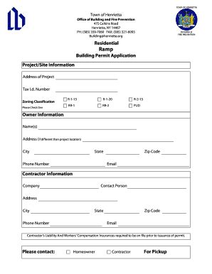 Fillable Online henrietta Residential Ramp Permit Application ...