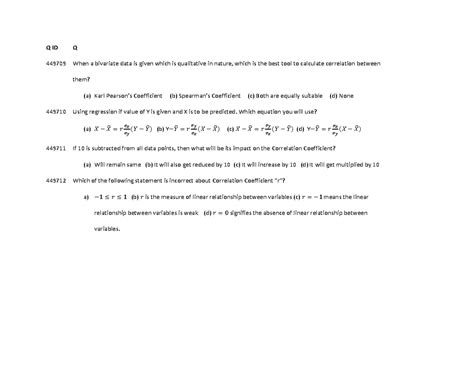 Correlation and Hypthesis testing MCQs - Q ID Q 449709 When a bivariate ...