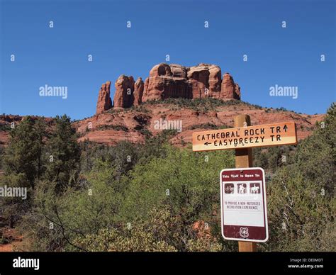 Trail directions and information signs at Cathedral Rock, a magnetic ...