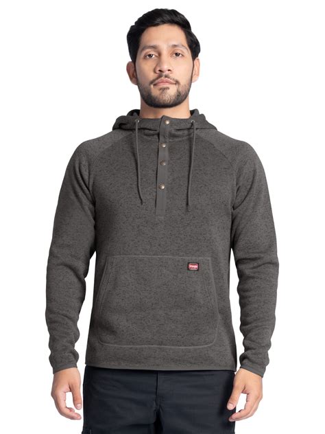 Wrangler Workwear Men's and Big Men's Sweater Fleece Mock Neck Hoodie ...