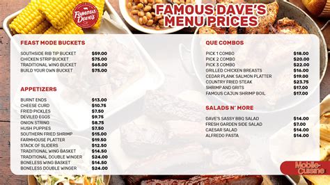 Famous Daves Bbq Menu FAMOUS DAVE'S BAR B QUE Updated October 2025