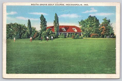 Postcard Indianapolis IN Golfers Enjoying South Grove Golf Course ...