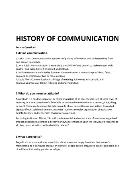 History of communication - HISTORY OF COMMUNICATION 2marks Questions 1 communication. Keith ...