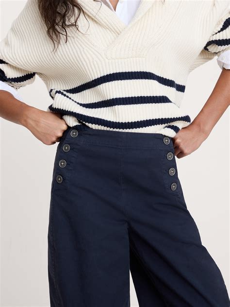 High-Rise Stretch-Canvas Sailor Pant | Banana Republic