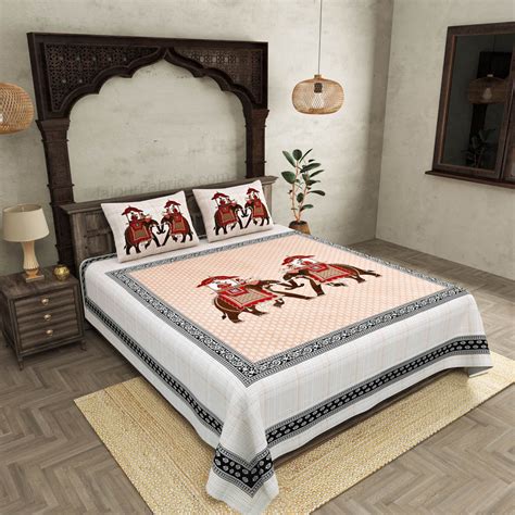 JaipurFabric® royal sawari peach super king size 10 feet wide premium