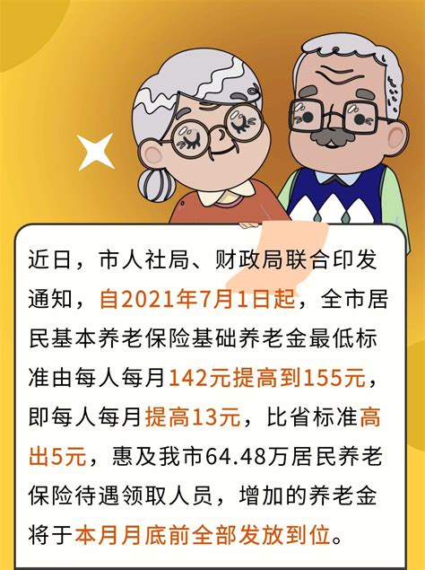 淄博市居民基本养老保险基础养老金最低标准提高到155元（2021年）