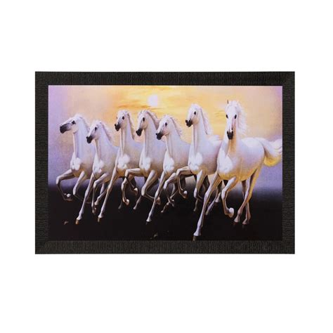 Running White Lucky Horses Matt Textured UV Art Painting - eCraftIndia ...