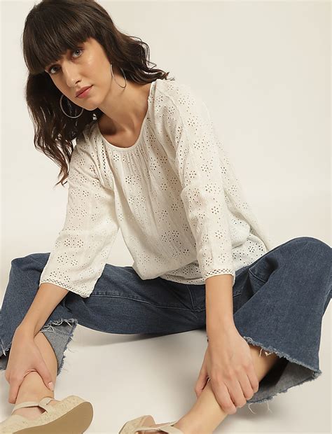 Buy Pure Viscose Embroidered Round Neck Top at Marks & Spencer