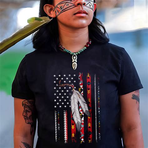 Native American Indigenous Shirt, American Native Feather Flag Shirts ...