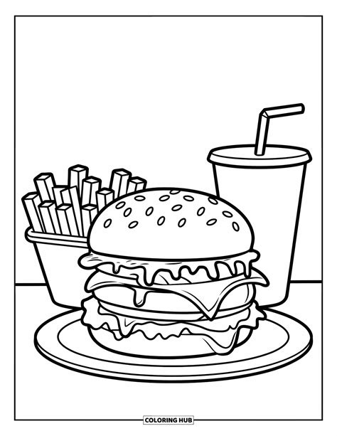 55+ Burger Coloring Pages for Kids and Adults (Free Printable PDFs)