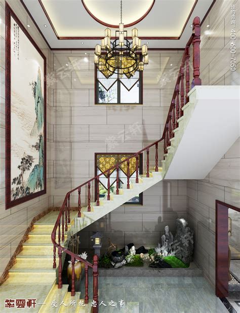 中式二层楼室内楼梯图片 – 设计本装修效果图