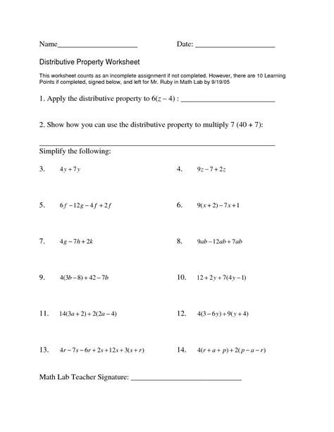 Factoring Distributive Property Worksheet — db-excel.com
