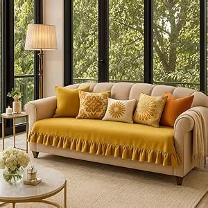 WWW.THROWPILLOW.IN Mustard L-Shape Sofa Cover for 7 Seater – 2X 3 ...