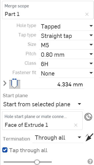 Image result for Onshape Hole Tap Types Tutorial
