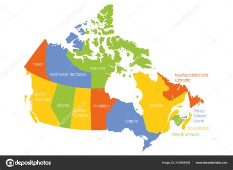 Colorful Canada Political Map With Clearly Labeled