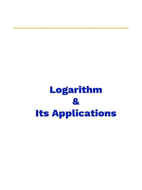 Logarithm and Its Applications | PDF