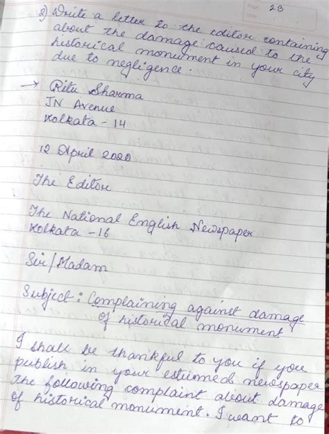 write a letter to editor complaining about the damage caused to the ...