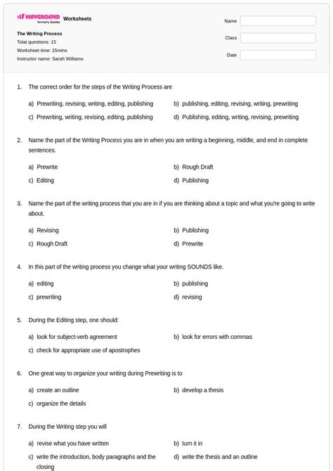 50+ Writing Process worksheets for Class 8 on Wayground | Free & Printable