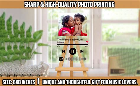 SAVRI Personalized Acrylic Spotify Photo Frame with Wooden Stand ...