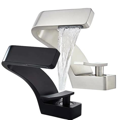 Grifo para lavabo de baño, grifos mezcladores de cascada en forma de 7 ...