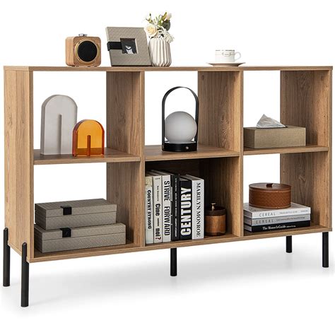 Giantex 6 Cube Bookcase 3 Tier 47 Long Wood Bookshelf | Desertcart INDIA