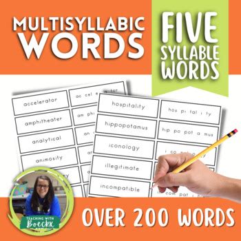 Multisyllabic Word Cards - Five syllables by Teaching with Boeckx