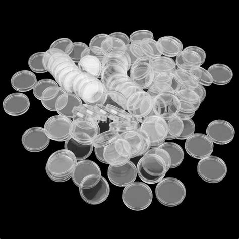 LOOM TREE® 100pcs Clear Coin Capsules Containers Boxes Holders 21mm ...