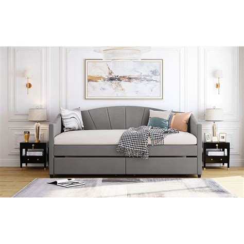 Latitude Run® Beige Daybed With Two Drawers And A Frame For Reliable ...