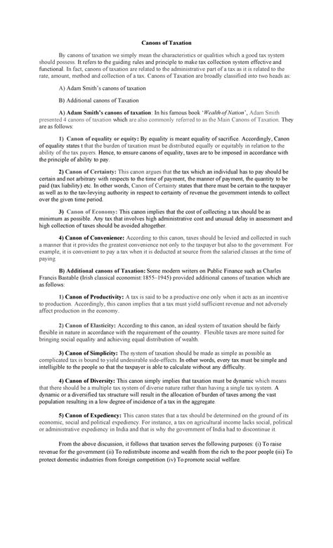 1621226869 - notes - Canons of Taxation By canons of taxation we simply ...