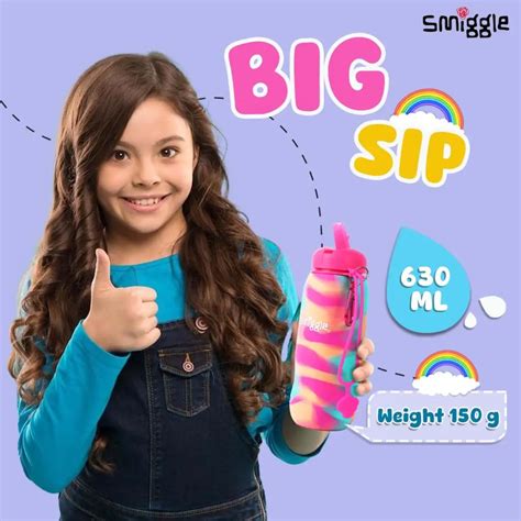 Buy Smiggle Vivid Silicone Roll Up Water Bottle for Kids 630 ML ...