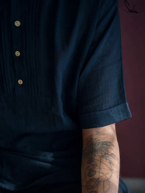 Cotton Short Sleeve Black Kurta For Men|Open Secret|Suta