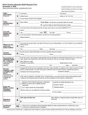 NC State Absentee Ballot Request Form 2020 - Fill and Sign Printable ...
