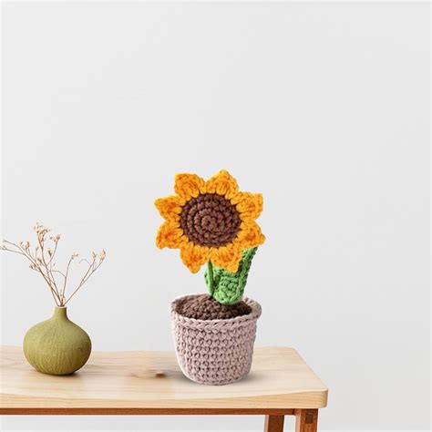 Buy THD Handmade Crochet Flowers Completed Hand Woven Sunflowers Daisy ...