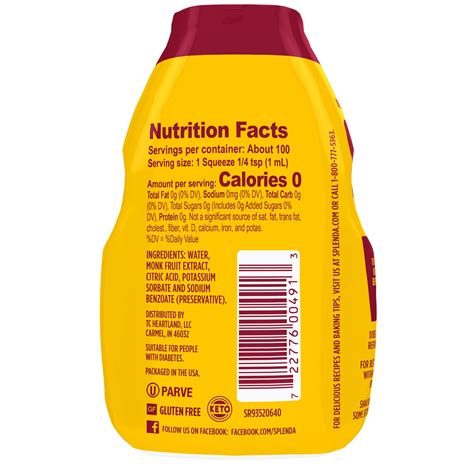 Splenda Monk Fruit Liquid Sweetener | Zero Calorie Liquid Sweetener ...