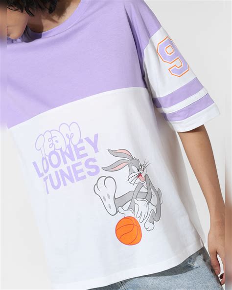 X Looney Tunes Lilac Printed Oversized T-shirt