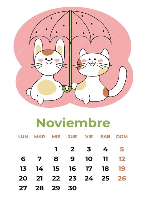 Premium Vector | November Noviembre 2023 Calendar sheet in Spanish with ...