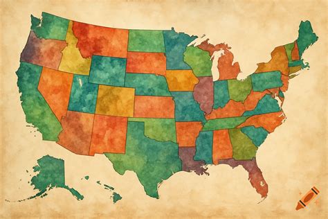 United States Map Colorful