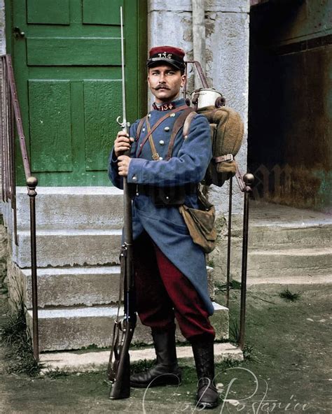 French soldier Louis Berthoux of the 134th Infantry Regiment posing for ...