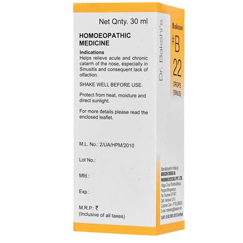 Buy BAKSONS B22 SINUS DROPS 30 ML Online & Get Upto 60% OFF at PharmEasy
