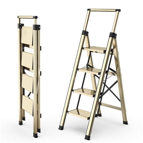 HBTower 4-Step Telescopic handrail Trellis Ladder Gold : Amazon.in ...
