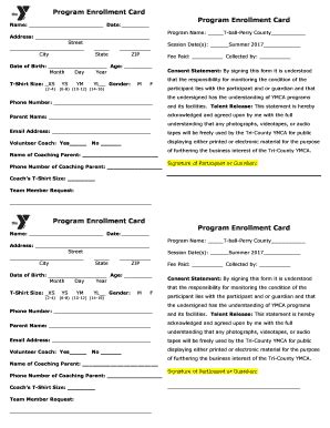 Fillable Online Program Enrollment Card Fax Email Print - pdfFiller