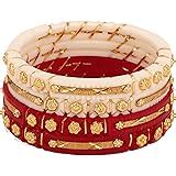 Buy Gold Plated Acrylic Shakha Pola Bangle Set for Women (Red & White ...