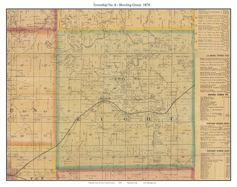 Township No. 8 - Bowling Green - Beaman, Missouri 1876 Old Town Map Custom Print Pettis Co ...