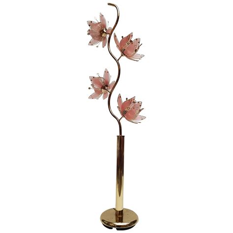 Mid Century Modern Vintage Hollywood Regency Pink Glass Lotus Flower ...