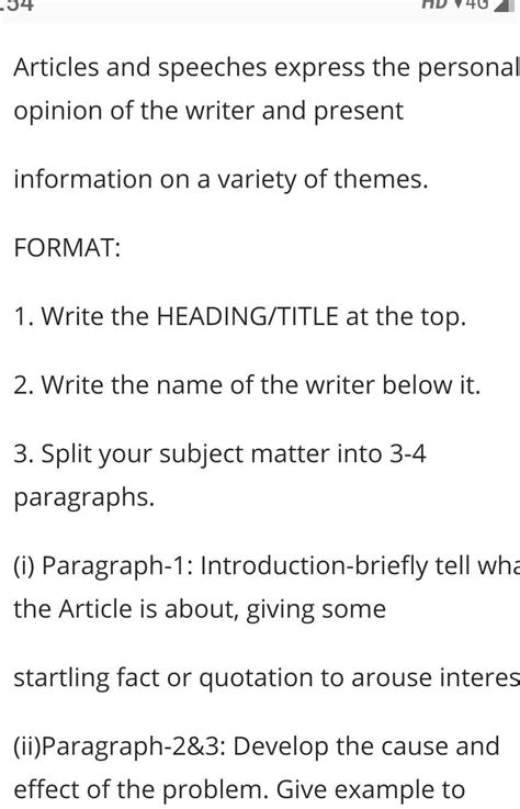 "Give a format for article writing",plz WHAT DOES THE MEANING OF 2ND ...
