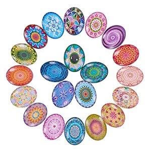 PH PandaHall 40PCS 40 x 30mm Oval Flatback Glass Dome Cabochons Gems ...