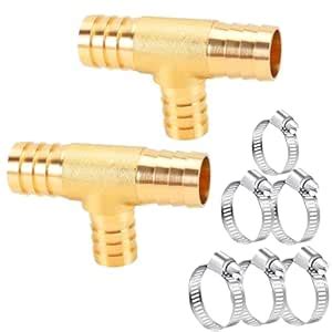 AOPANDA Three-way Hose Connector, 5/8 "Tee Hose Connector 2 Packs Brass ...