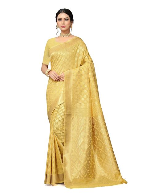 Buy Yogi Textile Women's Woven Art Silk Saree With Un-stitched Blouse ...