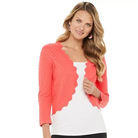 Women's ELLE™ Scalloped Pointelle Cardigan