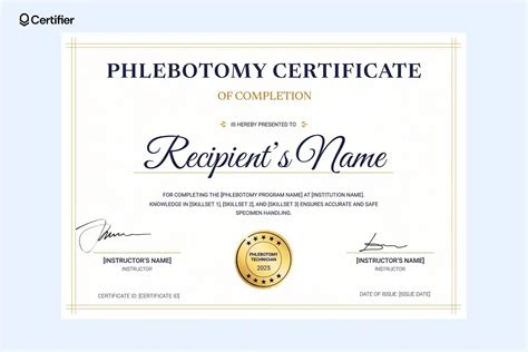 Phlebotomy Certificate Templates: Free and Customizable